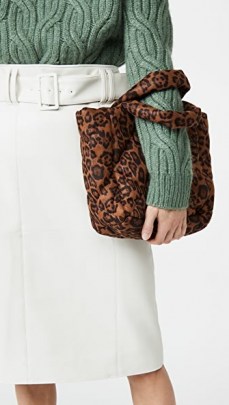 STAND STUDIO Rosanne Diamond Bag ~ small quilted animal print tote ~ brown bags - flipped