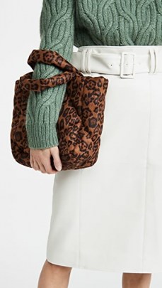 STAND STUDIO Rosanne Diamond Bag ~ small quilted animal print tote ~ brown bags