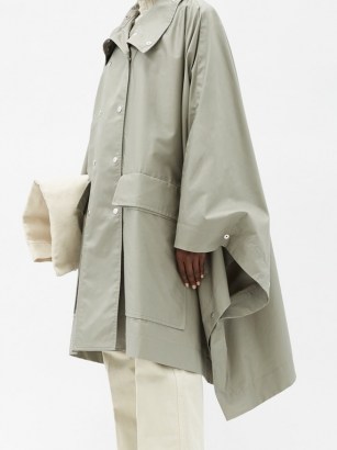 LEMAIRE Stand-collar coated cotton-twill cape coat ~ chic raincoats ~ capes ~ rainwear