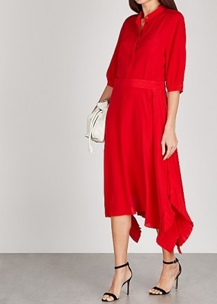STELLA MCCARTNEY Ophelia red silk crepe de chine midi dress / effortless evening style / elegant occasion dresses - flipped