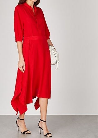 STELLA MCCARTNEY Ophelia red silk crepe de chine midi dress / effortless evening style / elegant occasion dresses