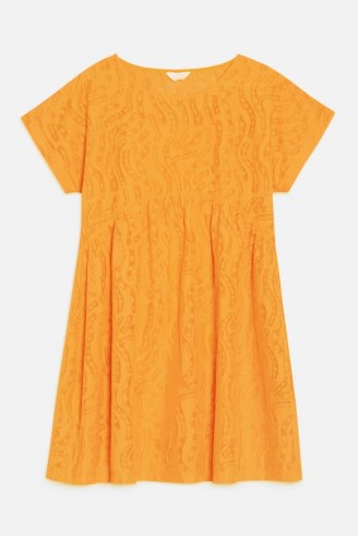 gorman STRIPEY DRESS / orange printed burnout smock dress - flipped