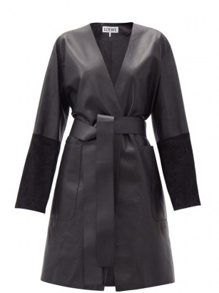 LOEWE Suede-panelled leather wrap coat ~ luxe coats