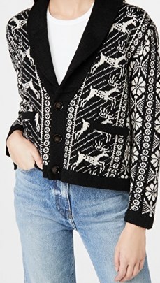 THE GREAT. The Folktale Lodge Cardigan | patterned shawl collar cardigans - flipped