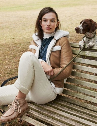 Boden Thurso Sherpa Jacket – Camel ~ brown faux fur lined / trim jackets ~ casual weekend style - flipped