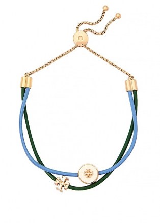 TORY BURCH Kira two-tone leather bracelet ~ gren and blue coloured bracelets