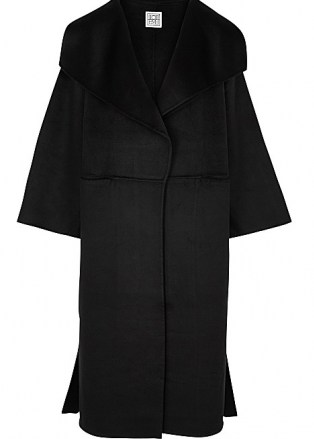 TOTÊME Annecy black wool and cashmere-blend coat ~ oversized shawl collar coats