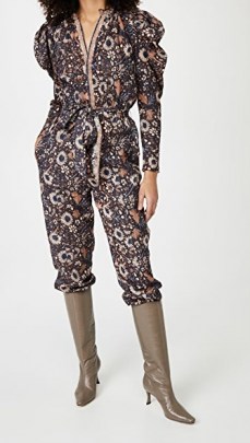 Ulla Johnson Meadow Jumpsuit in Obsidian/ floral jumpsuits - flipped