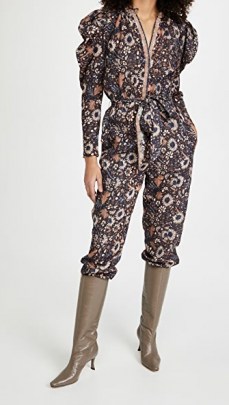 Ulla Johnson Meadow Jumpsuit in Obsidian/ floral jumpsuits