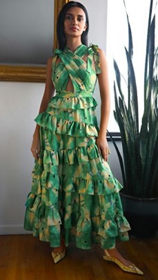 Ulla Johnson Zahra Gown ~ green ruffled gowns - flipped