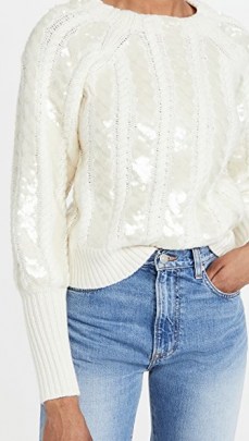 Veronica Beard Yola Pullover with Sequins ~ sequinned cable knit jumper