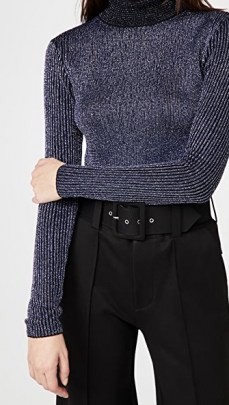 Victoria Victoria Beckham Fitted Ribbed Merino Metallic Sweater - flipped