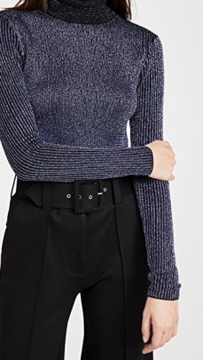Victoria Victoria Beckham Fitted Ribbed Merino Metallic Sweater