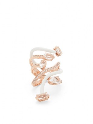 BEA BONGIASCA Vine diamond, topaz & 9kt rose-gold cocktail ring ~ luxe statement rings - flipped