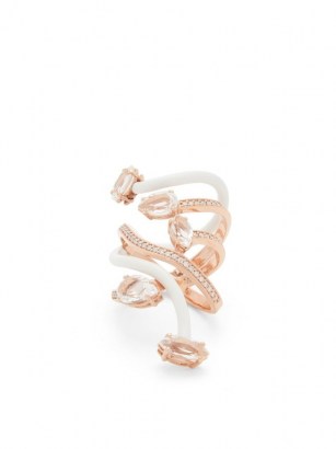 BEA BONGIASCA Vine diamond, topaz & 9kt rose-gold cocktail ring ~ luxe statement rings