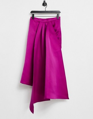 VL The Label wrap asymmetric midi skirt in hot pink