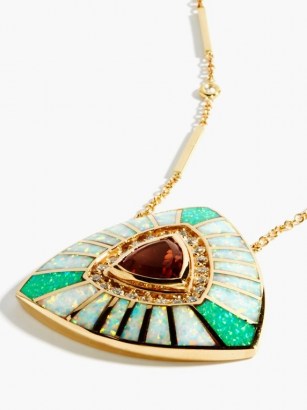 JACQUIE AICHE Vortex diamond, opal & 14kt gold necklace ~ luxe statement pendant necklaces - flipped