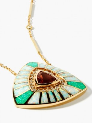 JACQUIE AICHE Vortex diamond, opal & 14kt gold necklace ~ luxe statement pendant necklaces