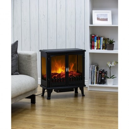 Carlisle 2-Door Panoramic Window Electric Stove by Warmlite – minimal noise thanks to the quiet motor - flipped