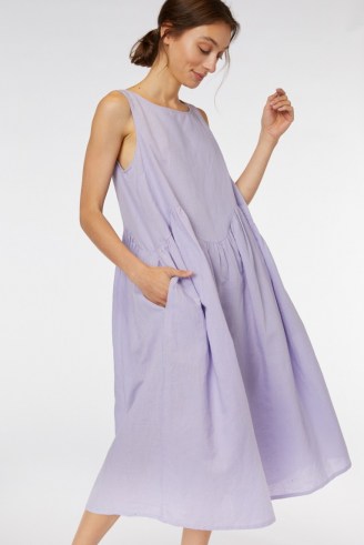 gorman WAVY LINEN DRESS ~ lilac linen cotton blend dresses