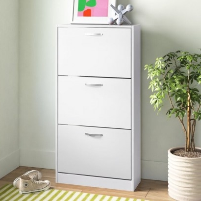 Vida 15 Pair Shoe Storage Cabinet by Wayfair Basics – features pull-down drawers with slick aluminium handles