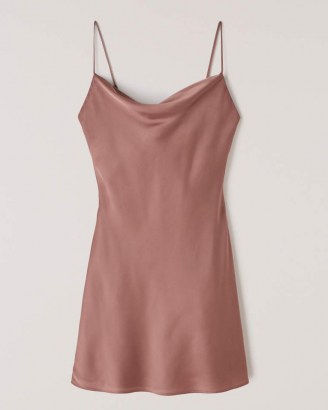 Abercrombie & Fitch Cowlneck Slip Mini Dress | dusty pink cami dresses - flipped