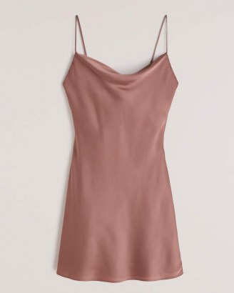 Abercrombie & Fitch Cowlneck Slip Mini Dress | dusty pink cami dresses