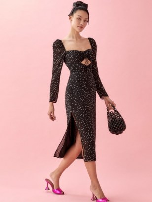REFORMATION Wrenn Dress ~ polka dot print cut-out dresses ~ feminine style