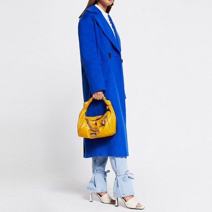 RIVER ISLAND Yellow double knot ruched handbag – top handle handbags