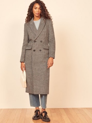 REFORMATION York Coat Black and White Check ~ classic checked coats - flipped