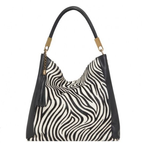 VodkaBlue Zebra Print Leather Grab Bag ~ monochrome animal print handbag