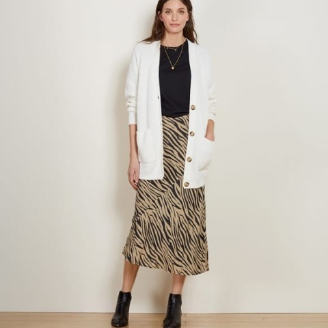 Baukjen Zuri Skirt In Sand & Black Zebra | animal print midi skirts