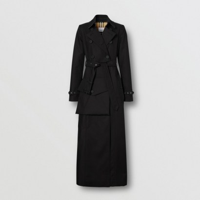 BURBERRY Pocket Detail Cotton Gabardine Trench Coat ~ black modern classic coats