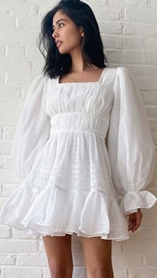 Aje Impression Dress | feminine white balloon sleeve dresses - flipped