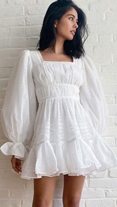 Aje Impression Dress | feminine white balloon sleeve dresses