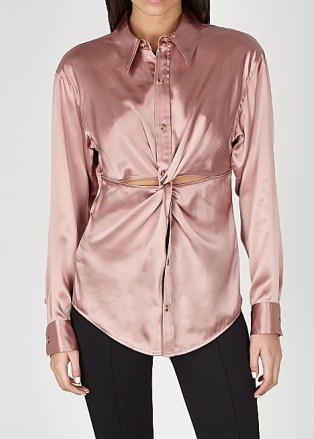 ALEXANDERWANG.T Dusky pink cut-out silk shirt ~ feminine shirts - flipped