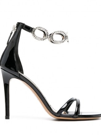 Alexandre Vauthier Bella black patent-leather chain-link sandals ~ glamorous heels - flipped