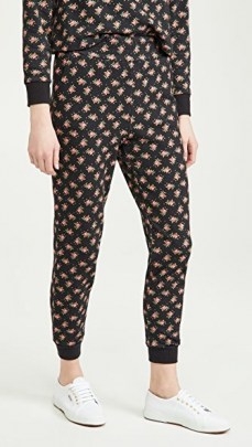 alice + olivia NYC Slim Joggers in Heirloom Sm Black / floral jogging bottoms - flipped