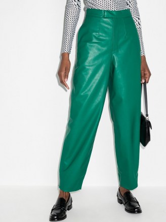 ANOUKI faux-leather tapered trousers emerald green - flipped