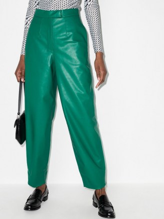 ANOUKI faux-leather tapered trousers emerald green
