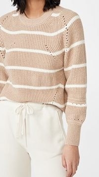 Apiece Apart Celeste Crop Knit Sweater Cream Camel Stripe