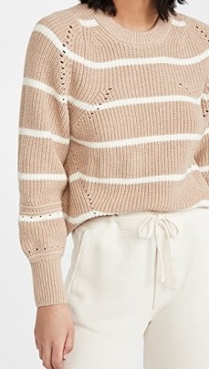 Apiece Apart Celeste Crop Knit Sweater Cream Camel Stripe - flipped