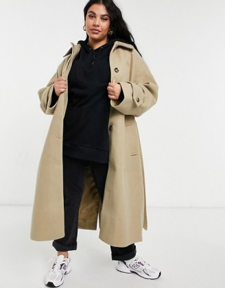 ASOS DESIGN Curve belted overcoat in camel ~ longline plus size coats