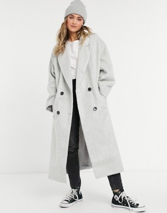 ASOS DESIGN oversized brushed chuck on coat in grey ~ longline slouchy coats ~ drop shoulder outerwear