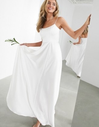 ASOS EDITION Rosie satin cami wedding dress with square neck ~ ivory skinny strap bridal dresses - flipped