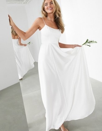 ASOS EDITION Rosie satin cami wedding dress with square neck ~ ivory skinny strap bridal dresses