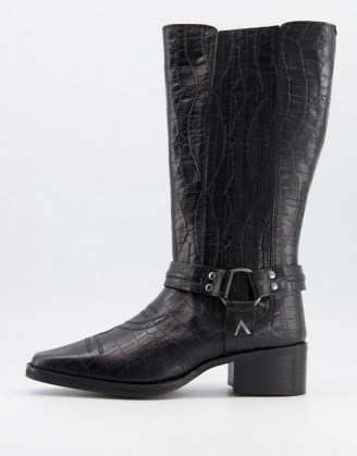 Grenson Doris chelsea calf boot in black ~ buckle detail boots - flipped