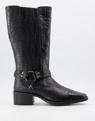 Grenson Doris chelsea calf boot in black ~ buckle detail boots