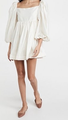 Azeeza Cameron Dress | white volume sleeve dresses | square neckline | balloon sleeves - flipped