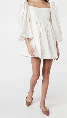 Azeeza Cameron Dress | white volume sleeve dresses | square neckline | balloon sleeves